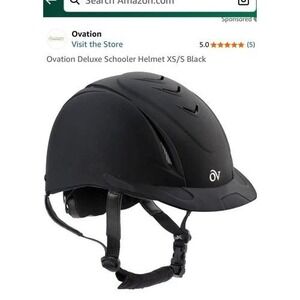 Ovation Deluxe Schooler Riding Helmet Black ASTM F1163-15 Size XS S Brand New!
